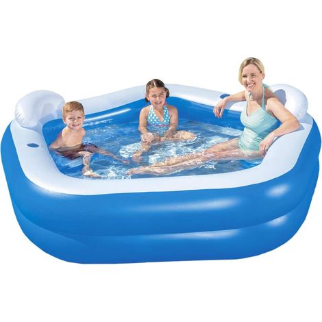 Aufblasbarer Pool für Kinder, Kleinkinder und Erwachsene, Innen- und Außenpool, 213 x 206 x 69 cm