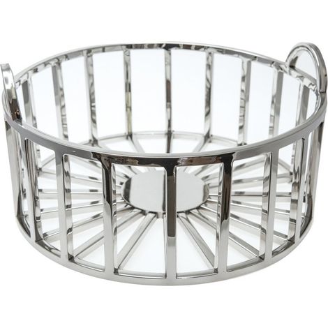Coupe à Fruits Ronde Corbeille de Table en Acier Inoxydable Argenté 35 x 35 x 18 cm - PANGIVO