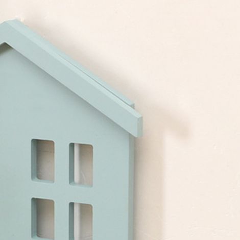 Wandregal aus Holz in Hausform, kreative Wandaufbewahrung für Schlaf- und Wohnzimmer, hellblaue Wanddekoration (1/3)