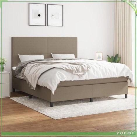 Sommier à lattes avec matelas - 3141637 - 180x200 cm - Tissu taupe - Matelas 20 cm ressorts ensachés (1/5)