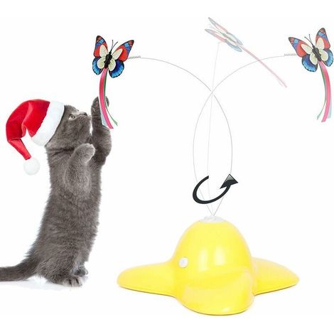Jouet Interactif D'Intérieur pour Chat avec Papillon Rotatif à 360° (Jaune) (1/5)