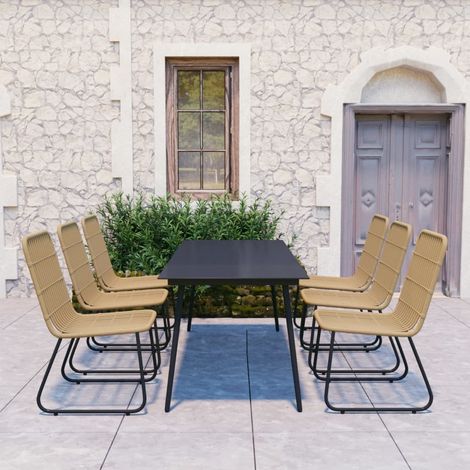 7-tlg. Garten-Essgruppe Poly Rattan und Glas (1/5)