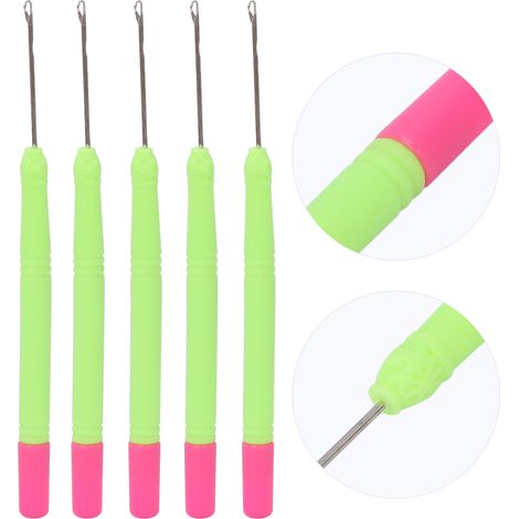 Crochet à Tresses en Plastique avec Pointe Rouge - Outil pour Extensions Capillaires (1/5)