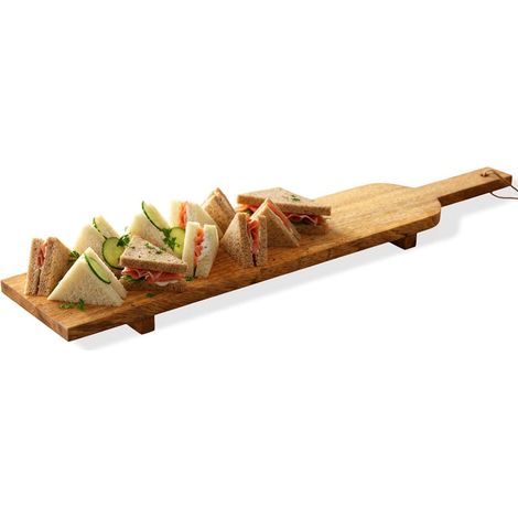 Tabla de servir de madera con patas, 68 x 12,5 cm