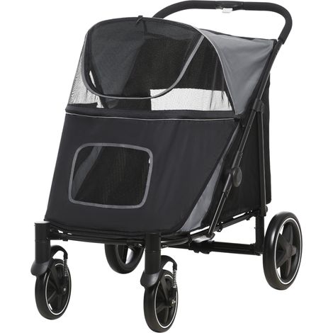 Chariot pour chien pliable, avec 1 panier de rangement, 112 x 65 x 100 cm, gris (1/5)