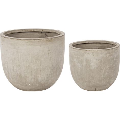 Set di 2 Vasi Cement in fibra di vetro e argilla colorata, stile moderno -Basso