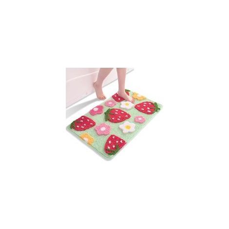 Tapis de bain vert fraise Antidérapant Lavable Multicolore En microfibre douce Absorbant 40 x 60 cm (1/4)