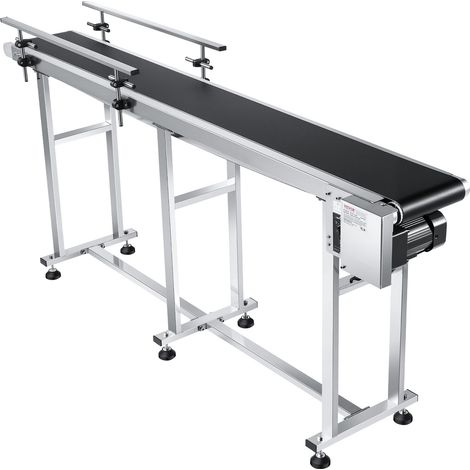 VEVOR Transportador de Correa Motorizado 1803,4x198,1 mm Transportador Acero Inoxidable Cinta Transportadora de PVC Antiestática Barandilla Doble para Aplicación de Codificación por Inyección de Tinta