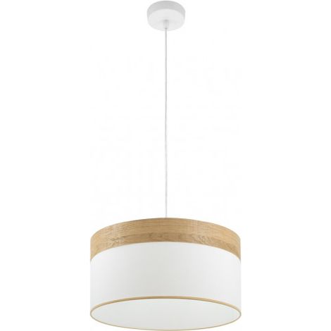 Colgante cloe 1xe27 blanco/blanca-madera clara regx40x40 cm