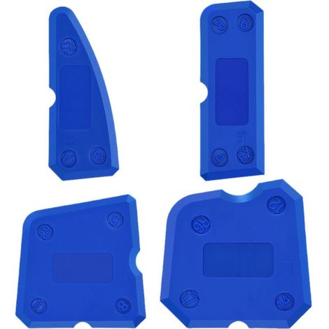 Ensemble d'outils portables en silicone en quatre pièces – applicateur de mastic multifonctionnel et lisseur de mortier, adapté aux cuisines et aux salles de bains.