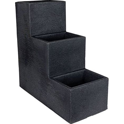Spetebo – Escalier à fleurs en plastique anthracite – 3 marches – dimensions 60 x 59 cm – résistant au gel et aux UV – pour intérieur et extérieur