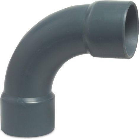 Mega Bogen 90° PVC-U 40 mm Klebemuffe 16 bar, grau