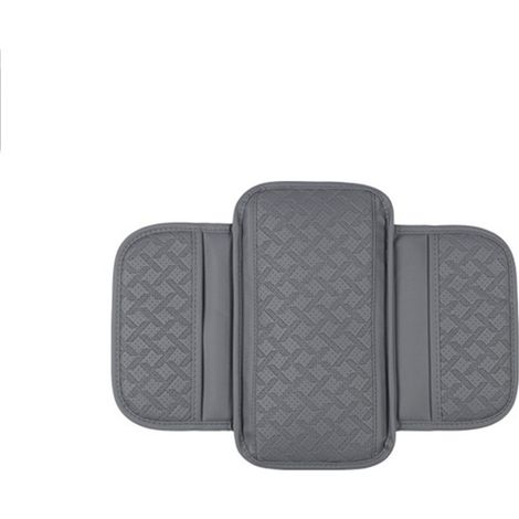 Coussin d'accoudoir universel pour voiture avec rangement, gris, en cuir PU, réglable en hauteur, compatible avec la plupart des voitures.