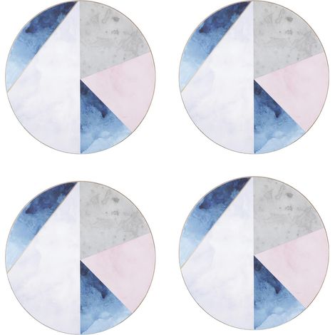 Creative Tops - Sottobicchieri rotondi con retro in sughero, 12 cm, colore: Blu/Grigio (1/2)