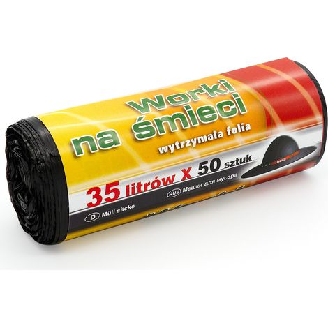 Sacs poubelle noirs en PEHD 35 l, lot de 50 (1/5)