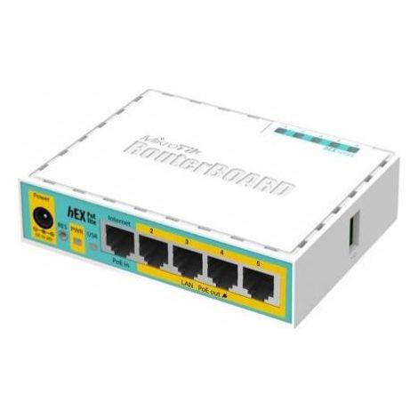 Router Mikrotik hEX PoE lite Fast Ethernet blanco (1/4)