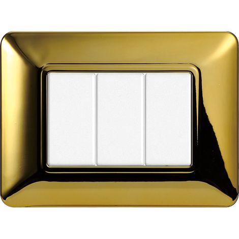 Placca Plastica Serie Solar 3P Colore Oro Lucido Compatibile Con Bticino Matix (1/5)