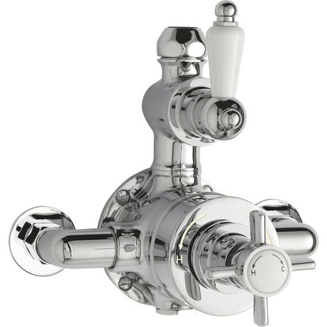 Traditional Exposed Twin Thermostatic Shower Valve, 1 Outlet, Chrome Finish - Luxury Bathroom Fittings by Balterley