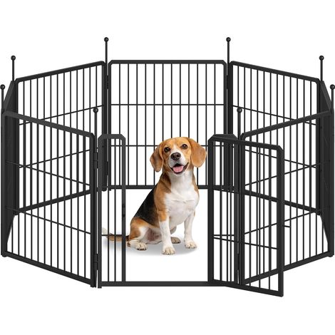 Parc pour Chien, Métal Enclos Cage pour Chien, Hauteur 60 cm, Parc pour Chiens et Petits Animaux Pliable, Intérieur et Extérieur, Clôture, 8 Panneaux Enclos Chiens, Noir (1/5)