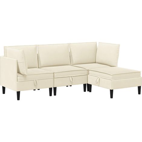 Juego de muebles de salón 4 uds. Crema Tela vidaXL (1/5)