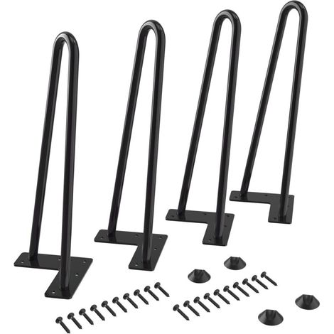 4pcs 30CM Pied de Table Basse en Métal Pieds de Meuble Diamètre 9 mm Hairpin Legs pour Table à Manger Armoire Garde-Robe (1/5)