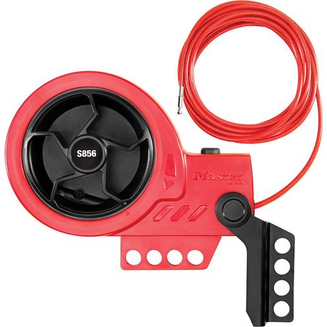 Master Lock S856 - Dispositivo di progettazione con cavo retrattile [cavo in acciaio con rivestimento in plastica rossa] (1/5)