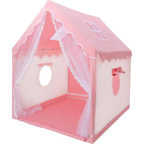 Tente de Jeu Enfants, Grande Château de Princesse Tente Rose pour Filles avec Fenêtres, Cabane Enfant Princesse Intérieur et Extérieur, Cadeau d'anniversaire pour Filles 120 × 100 × 130 cm
