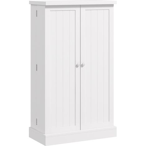 Armoire de cuisine 2 portes 16 étagères réglables 60x30x104 cm Blanc