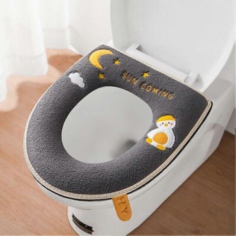 Chauffe-siège de toilette imperméable en fibre de cuir pour sièges en forme de U, lavable et réutilisable pour femmes et personnes âgées (H) (1/5)