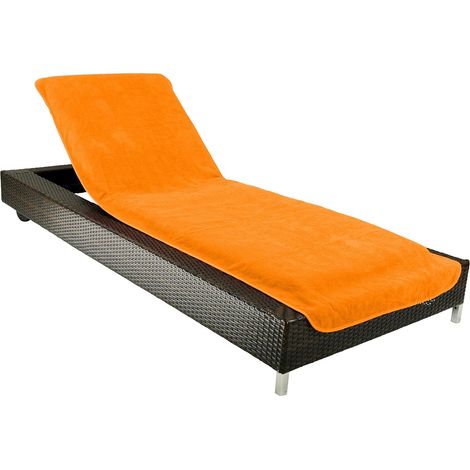 Housse de Protection pour Chaise Longue 75x200 cm – Serviette en Tissu éponge 100% Coton – Lavable, antidérapante, certifiée Öko-Tex 100 – Orange (1/5)