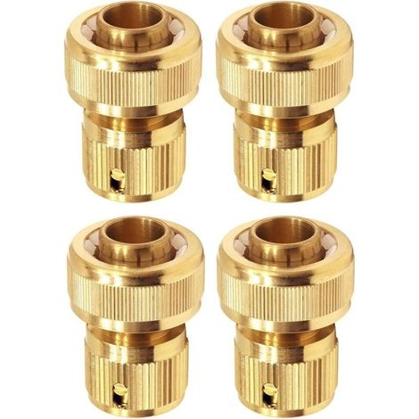 Raccord d\'Arrosage 19 mm (3/4") en Laiton, Rapide Raccord Connecteurs pour Tuyau d’arrosage dans Le Jardin - Lot de 4 (1/4)