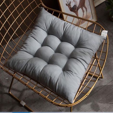 Coussin De Siege Carré - Tissu Velours Doux - Pour Chaise De Bureau Extérieur Ou Intérieur - Hauteur 5 Cm - Couleur Gris Foncé - Lot De 2 (1/3)