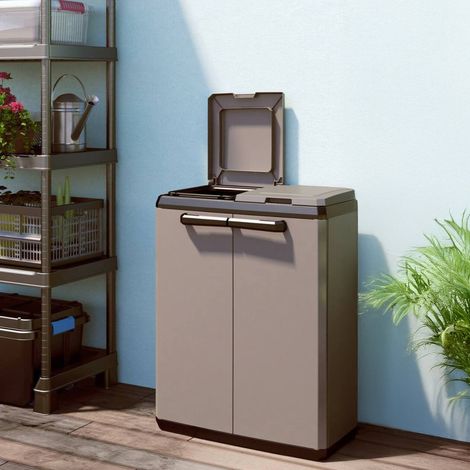 Dmora - Armadio da esterno Rimouski, Mobile outdoor, Mobiletto giardino multiuso, Contenitore per balcone o garage, Made in Italy, 68x39 h85 cm, Grigio