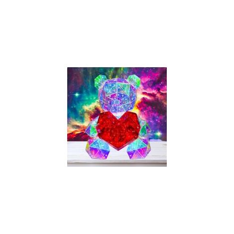 LED-Teddybär-Nachtlicht, bunter LED-Leuchtbär mit rotem Herz, hochwertige dekorative Nachttischlampe für Kinderzimmer, niedliche Tischlampe, einzigartiges Geschenk für Kleinkinder – Crezuo