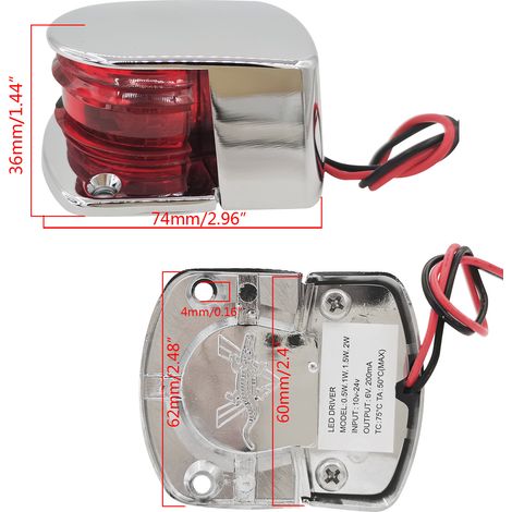 Marine lighting 933 LED flat bicolor red-green light, accessories for sea kayaks, boat accessories, tungsten filament LEDs.--BIEMMEDUE (1/3)