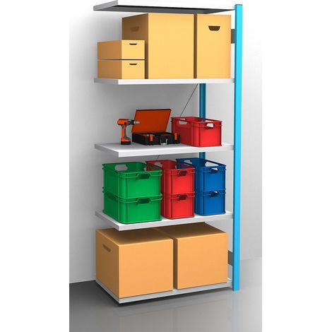 eurokraft pro, Rayonnage emboîtable à tablettes, bleu/galvanisé (1/3)