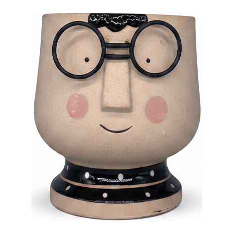 Arpimex Vaso Testa Uomo Occhiali Beige Nero Resina 15×15×16 cm (1/4)