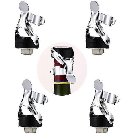 Lot de 4 bouchons à champagne, bouchon en acier inoxydable pour vin mousseux