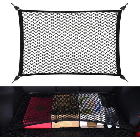 Filet de Rangement 80x100cm Peut Être Étendu Jusqu'À 210×140cm Filet Coffre Voiture Filet de Rangement Coffre avec 4 Crochets Haute Élasticité pour Camions SUV Auto