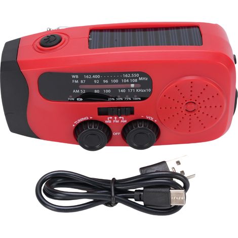 Garosa 2000mAh Notfall-Kurbelradio, tragbarer Solarakku mit LED-Taschenlampe und NOAA-Wetterwarnung für Camping und Wandern