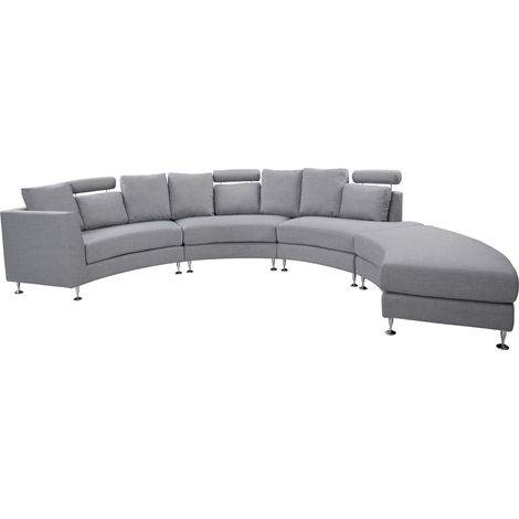Curved Sofa 7 Seater ROTUNDE Fabric Light Grey (1/5)