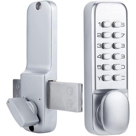 Serrure de porte 100 % mécanique en acier inoxydable avec pavés numériques, serrure de porte d'entrée sans clé, serrure à pêne dormant avec poignée, (1/5)