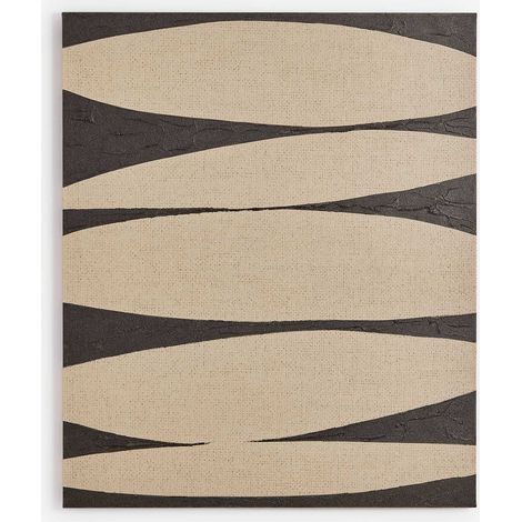 SKLUM Dekorative Leinwand 100x120 cm handgemalt Yaleno Schwarz - Beige Leinen