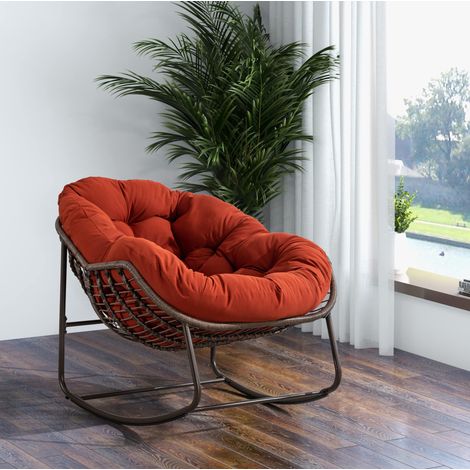 Chaise à bascule de jardin en acier orange OKMYHOME (1/5)