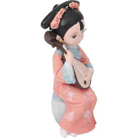 Figurine Chinoise en Résine Synthétique Décorative de Style Qing Délicat, Ornement Rose pour Décoration Intérieure et Accessoire Photo Esthétique