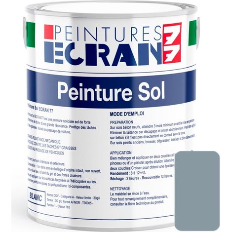 Peinture sol professionnelle, satin, peinture opacifiante, sans odeur, protège, décore, intérieur, extérieur, HydroSol ECRAN 77 8c969d 1 litre (1/2)