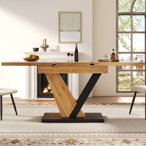 tavolo pranzo allungabile 120x75 legno metallo stabile OKMYHOME (1/5)