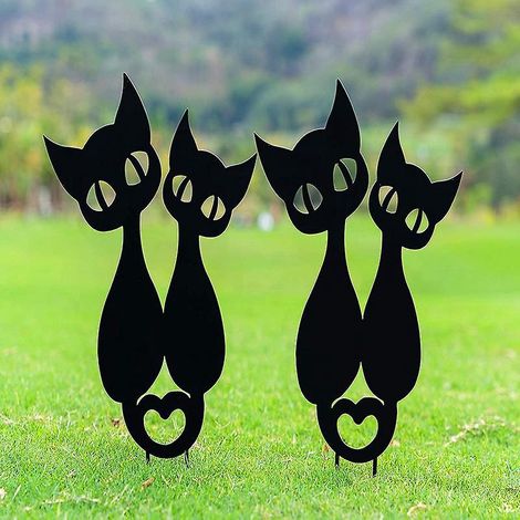 lot De 2 Dcoration De Jardin, Chat Dcoration Jardin Silhouette Ornements De Pelouse Extrieure Postuler Pelouse De Jardin Extrieur Cadeaux De Dcor (1/5)