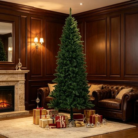 Künstlicher weihnachtsbaum 210 cm - 865 zweige realistische nordmanntanne für weihnachtsdekoration innenbereich - metallständer und pvc - grün (1/5)
