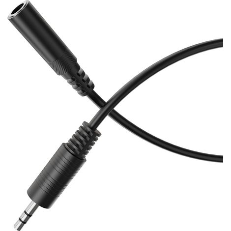 Câble d'extension auxiliaire, 2,50m de câble jack d'extension, 3 pôles stéréo jack 3,5 mm audio, câble audio pour casque, barre de son, TV, voiture, radio, noir (1/5)
